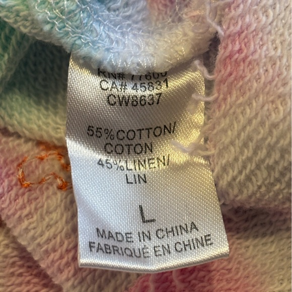 CHASER Linen/ Cotton Blend Tie Dye long sleeve comfy embroidered sweatshirt⚡️❤️✨ - Picture 7 of 9